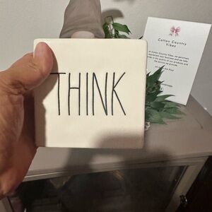 Rae Dunn Cream 'THINK' Ceramic Accent